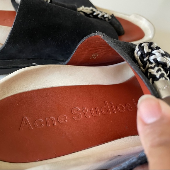 Acne Studios Suede Modern Thong Sandal Size 36 6 Rope Knot Platform - Picture 5 of 7